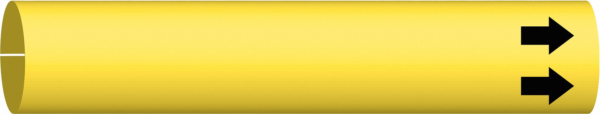 Pipe Marker: Yellow, Black, Fits 1 1/2 to 2 3/8 in Pipe O.D., 1 Pipe Markers, With