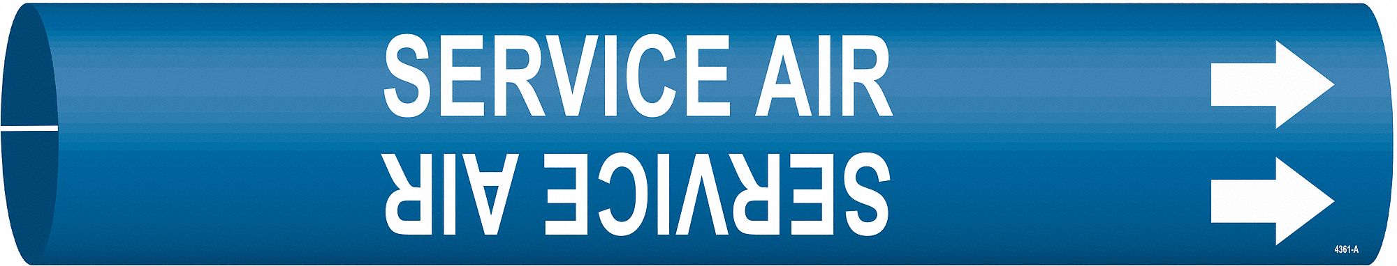 Pipe Marker: Service Air, Blue, White, Fits 1 1/2 to 2 3/8 in Pipe O.D., 1 Pipe Markers, With Arrows