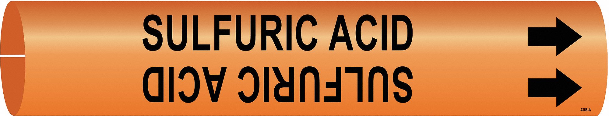 Pipe Marker: Sulfuric Acid, Orange, Black, Fits 1 1/2 to 2 3/8 in Pipe O.D., 1 Pipe Markers