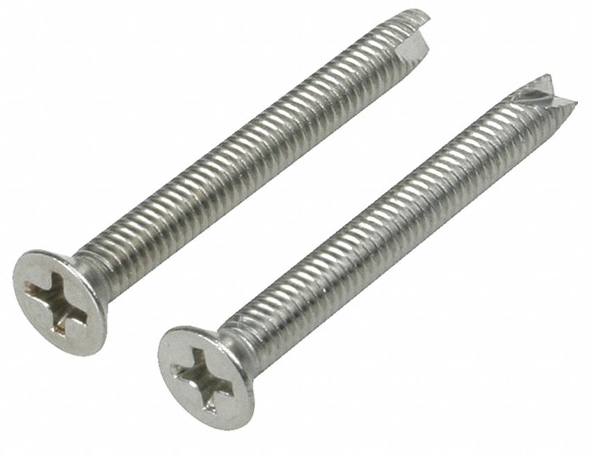 Escutcheon Screws: Symmons, Temptrol, Brass, Chrome, Escutcheon, 1 7/16 in Overall Lg, 1 PR