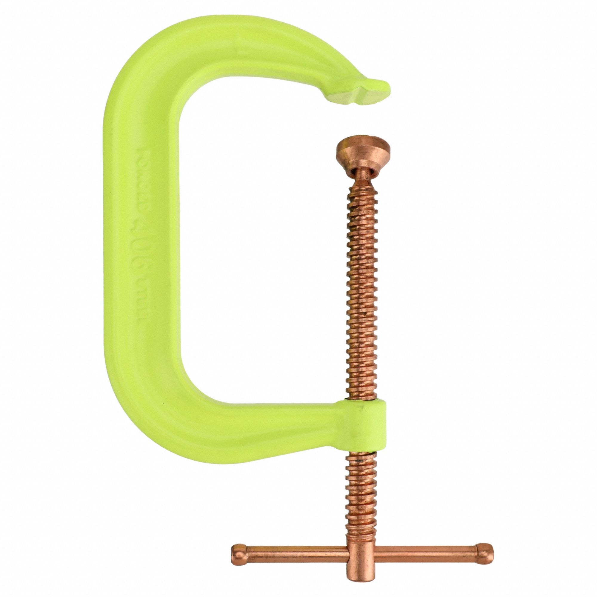 Spatter Resistant C-Clamp: High Vis, Extra Heavy Duty, V-Grooved, Swivel, Sliding T Handle