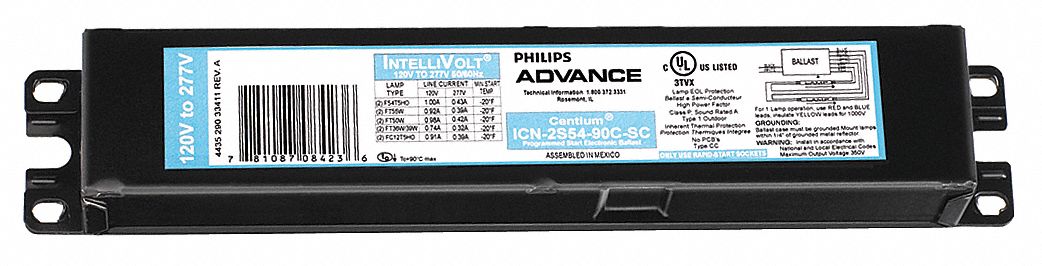 54W T5HO Advance ICN-2S54 Electronic Fluorescent Ballast 120/277V 2 Lamp 