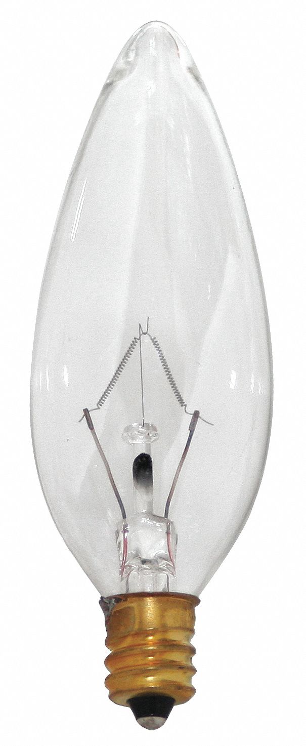 Incandescent Bulb: (B) Bullet, 25 W Watt, 180 lm Light Output, Rough Service