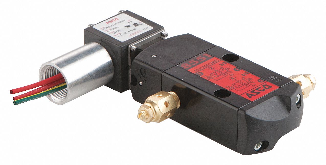 SOLENOID VALVE: 3-WAY, CONFIGURABLE, ¼ IN PIPE, 110V AC/120V AC, REMOTE PILOT, NBR SEAL