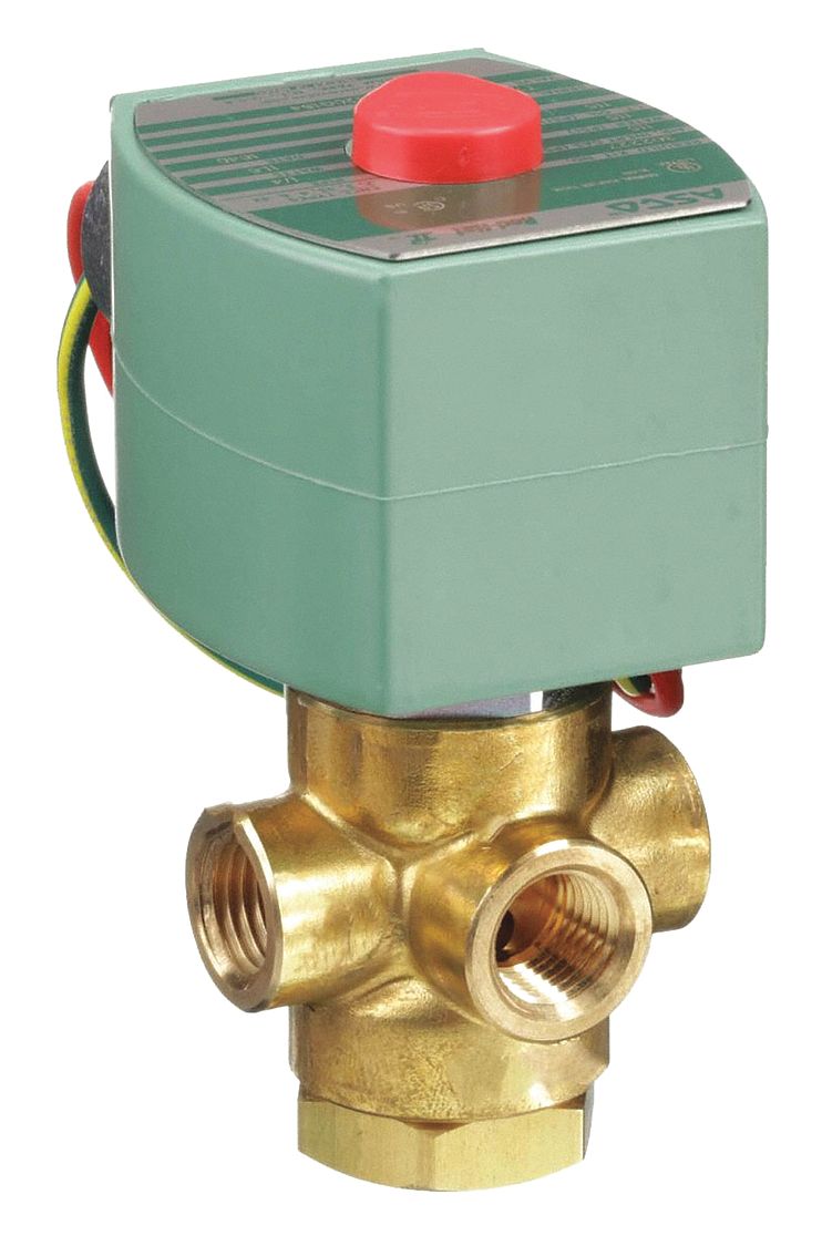 Solenoid Valve: 3-Way, Normally Closed, 1/4 in Pipe Size, 110V AC/120V AC, Quick Exhaust