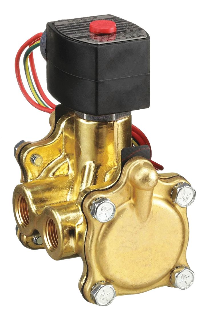 Solenoid Valve: 3-Way, Normally Closed, 3/8 in Pipe Size, 110V AC/120V AC, Diaphragm Poppet