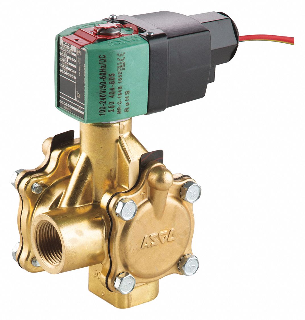 Solenoid Valve: 3-Way, Normally Closed, 3/4 in Pipe Size, 100 to 240V AC/DC, Diaphragm Poppet