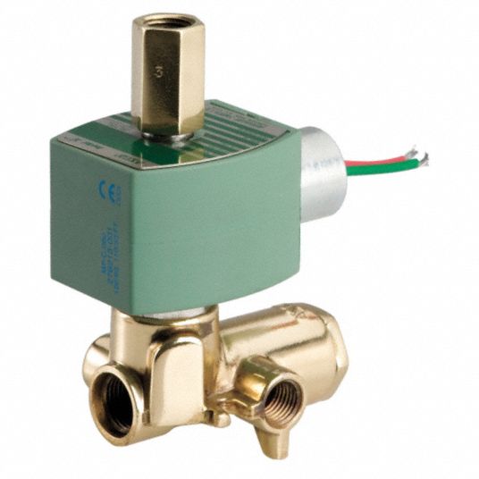 REDHAT 120V AC Brass Solenoid Valve with Manual Operator, 1/4" Pipe