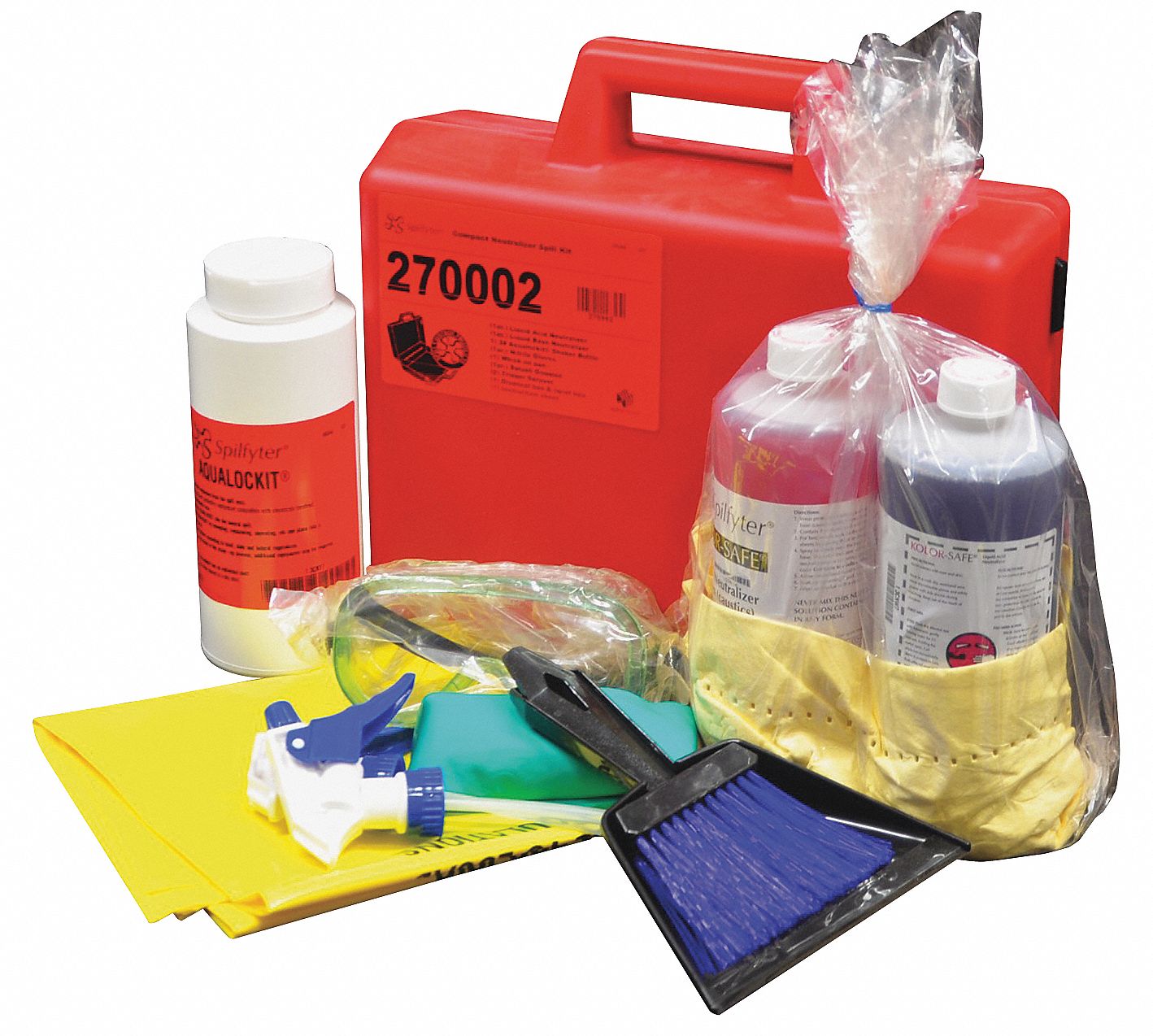 SPILFYTER Spill Kit, Fluids Absorbed Acids, Bases, Container Type Box
