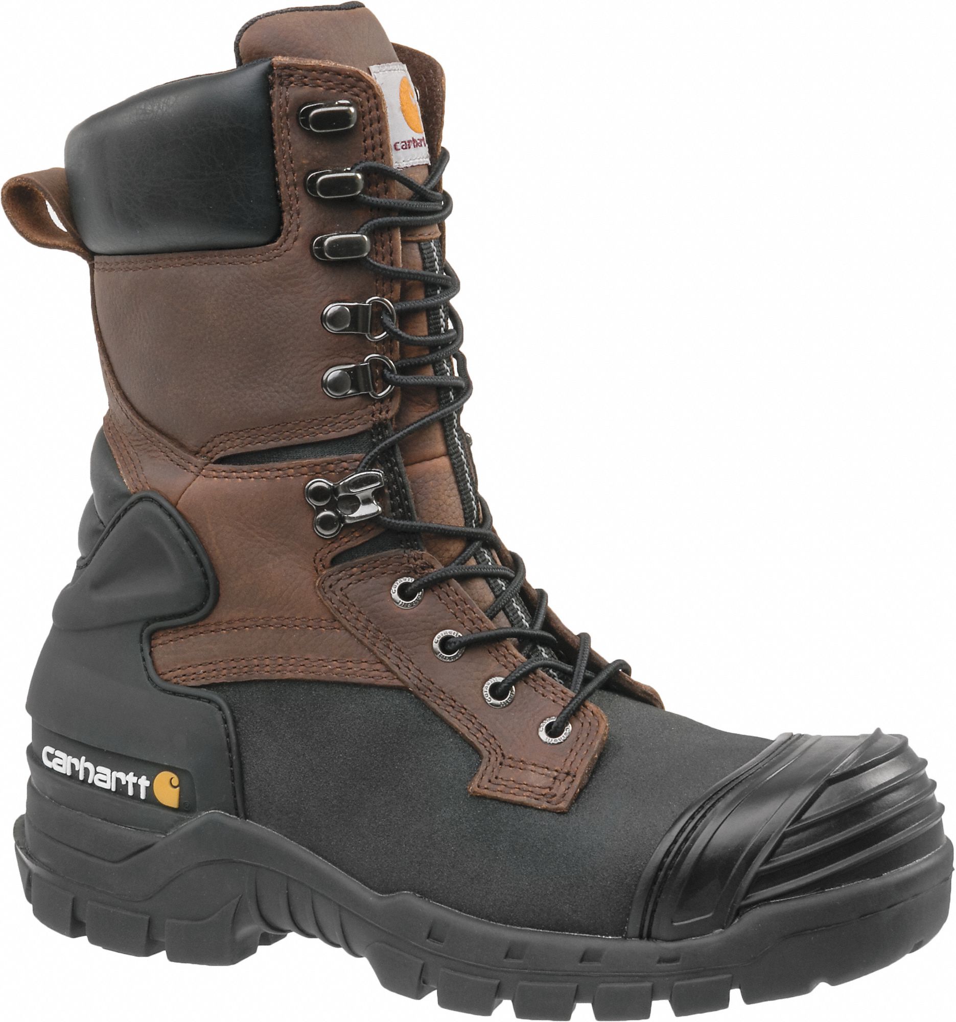CARHARTT Miner Boot, 10 1/2, Medium, Men's, Black/Brown, Composite Toe ...