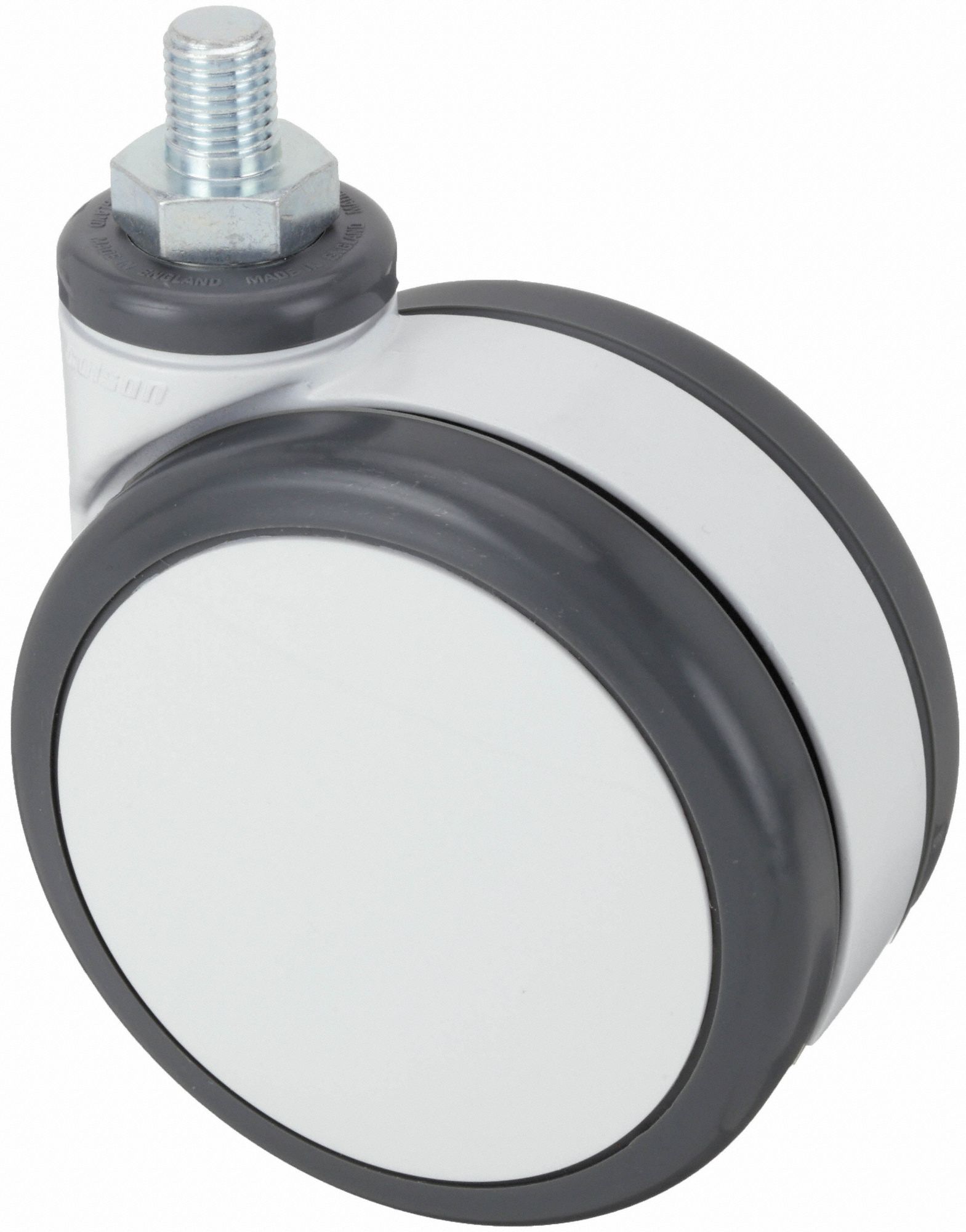 Twin-Wheel Threaded Stem Caster: 5 in Wheel Dia., 295 lb, 5 13/16 in Mounting Ht