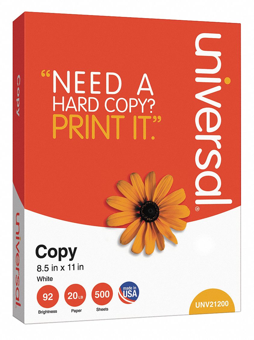 UNIVERSAL Multipurpose Paper, 81/2 in x 11 in, White, PK 200000