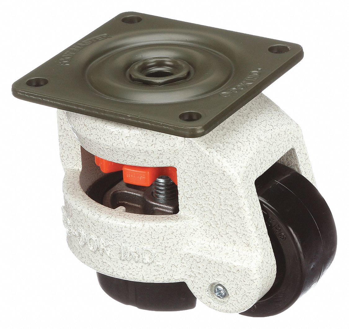 Plate Caster: Nylon Tread, 2 in Wheel Dia, 3 1/4 in Mounting Ht, Swivel, 550 lb Load Capacity