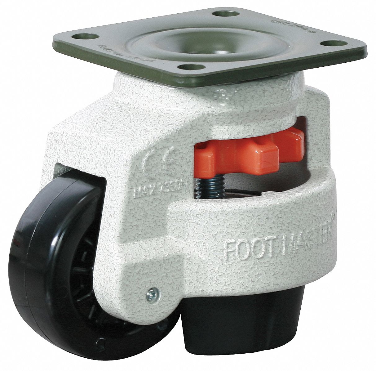 GRAINGER APPROVED Leveling Plate Caster, 1650 lb, 3 in Wheel Dia