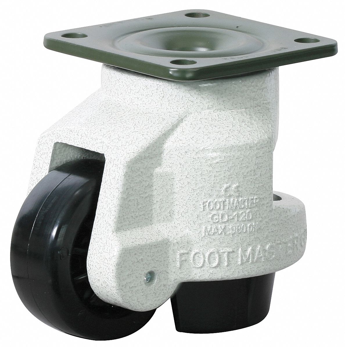 GRAINGER APPROVED Leveling Plate Caster, 2205 lb, 3 in Wheel Dia