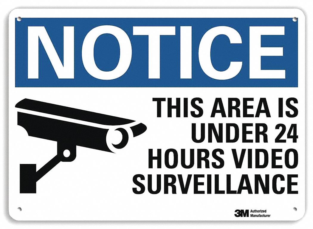 Lyle Notice Sign This Area Is Under Hours Video Surveillance Sign Header Notice Aluminum