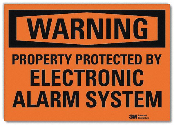 Warning Sign: Reflective Sheeting, Adhesive Sign Mounting, 7 in x 10 in Nominal Sign Size