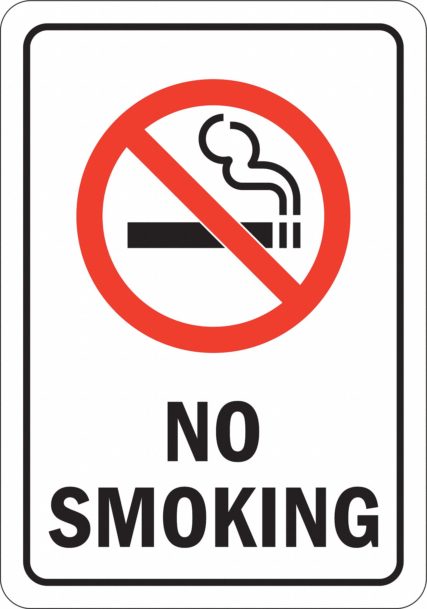 NO SMOKING SIGN, REFLECTIVE SHEETING, ADHESIVE MOUNT, 10 IN X 7 IN NOMINAL SIGN SIZE, NO SMOKING