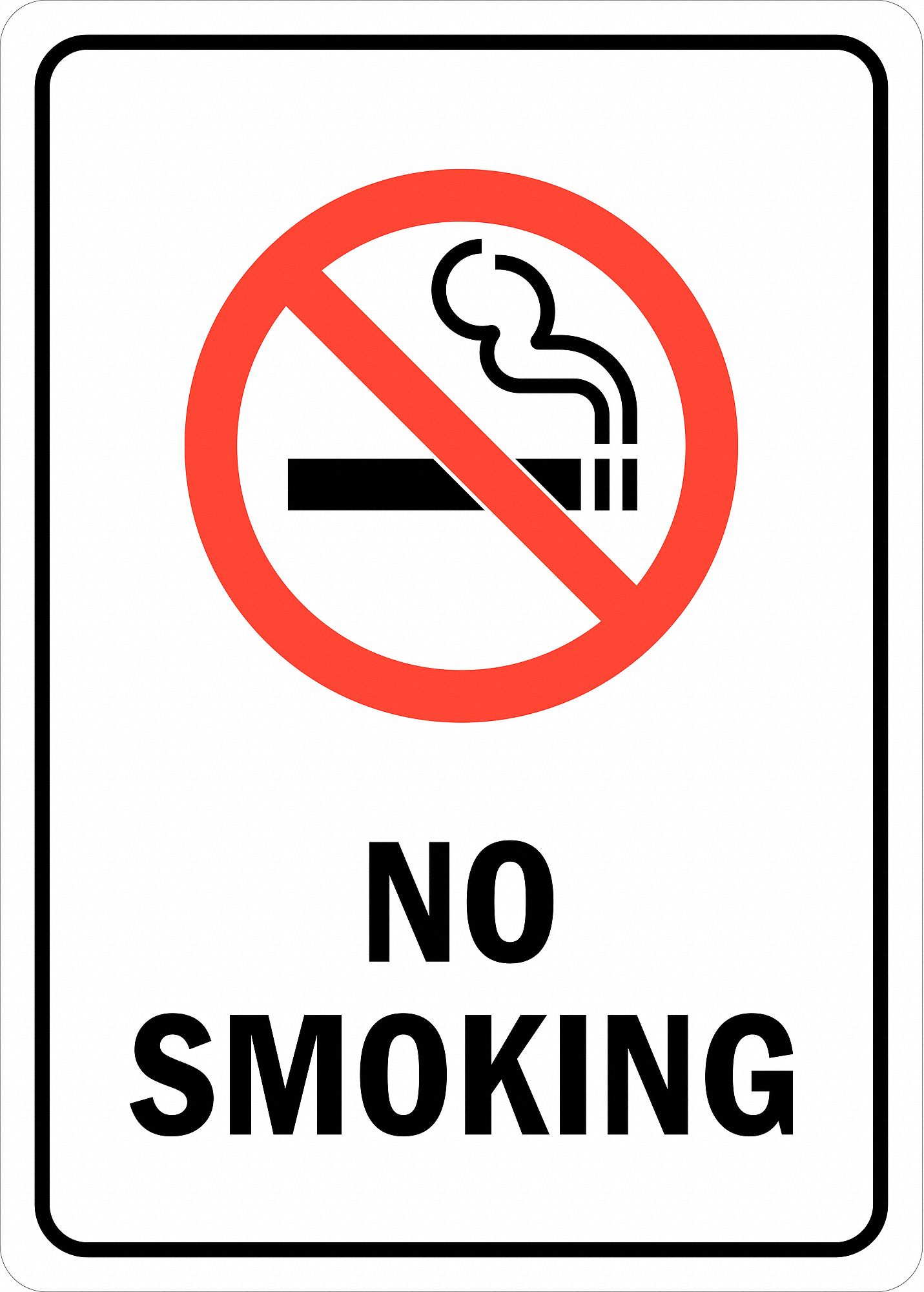 NO SMOKING SIGN, REFLECTIVE SHEETING, ADHESIVE MOUNT, 14 IN X 10 IN NOMINAL SIGN SIZE, NO SMOKING