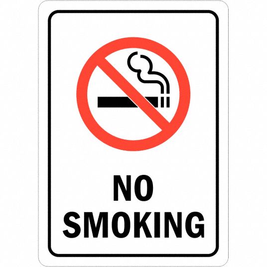 LYLE No Smoking Sign: Reflective Sheeting, Adhesive Sign Mounting, 7 in ...