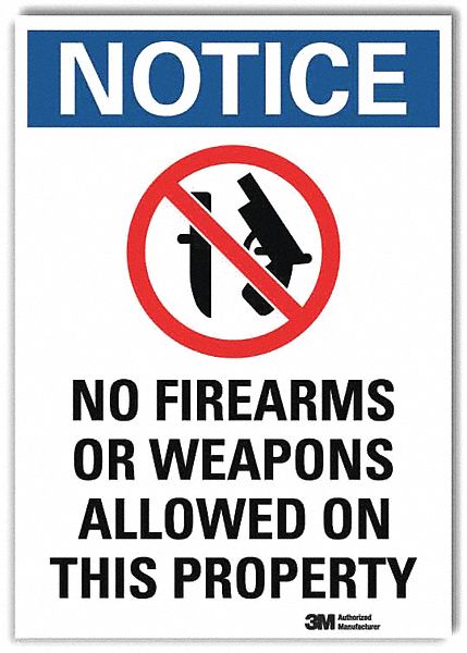 Notice Sign: Reflective Sheeting, Adhesive Sign Mounting, 7 in x 5 in Nominal Sign Size