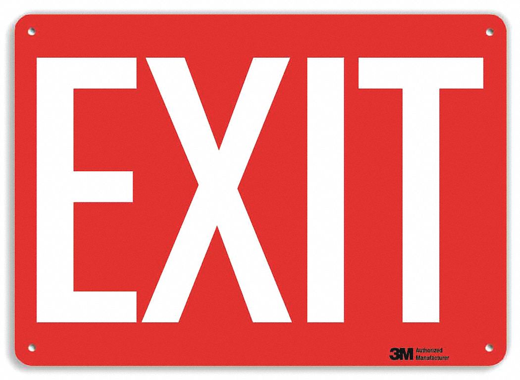 EXIT SIGN, ALUMINUM, MOUNTING HOLES, 10 IN X 14 IN NOMINAL SIGN SIZE, ENGINEER GRADE, EXIT