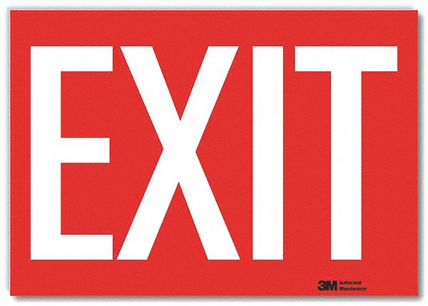 EXIT SIGN, REFLECTIVE SHEETING, ADHESIVE MOUNT, 7 IN X 10 IN NOMINAL SIGN SIZE, EXIT