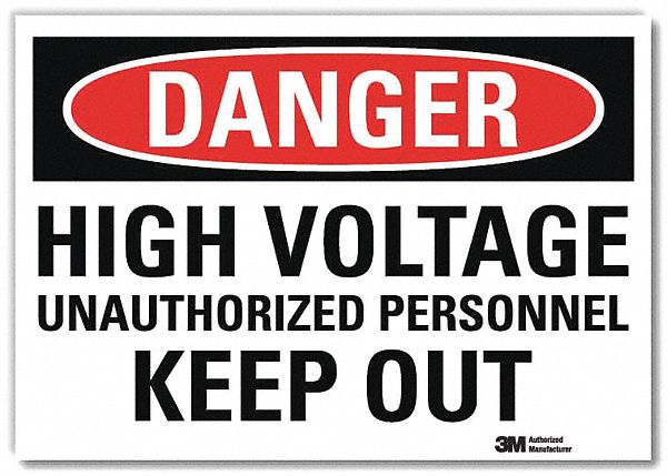 Danger Sign: Reflective Sheeting, Adhesive Sign Mounting, 7 in x 10 in Nominal Sign Size, Danger