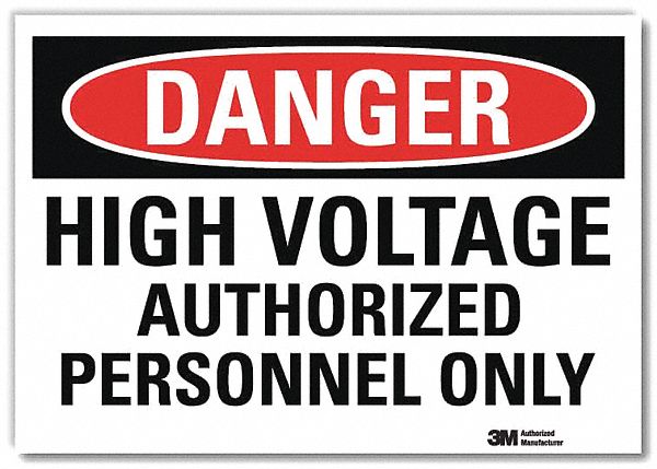 Danger Sign: Reflective Sheeting, Adhesive Sign Mounting, 7 in x 10 in Nominal Sign Size, Danger