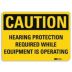 Caution: Hearing Protection Required While Equipment Is Operating Signs