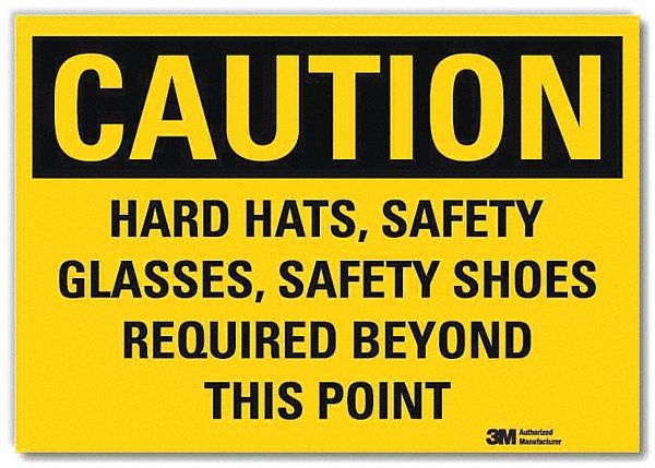 Caution Sign: Reflective Sheeting, Adhesive Sign Mounting, 10 in x 14 in Nominal Sign Size, Caution