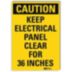 Caution: Keep Electrical Panel Area Clear For 36 In Signs