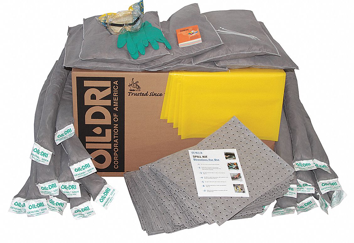 OILDRI, 62 gal Volume Absorbed Per Kit, (2) Protective Gloves/Goggles