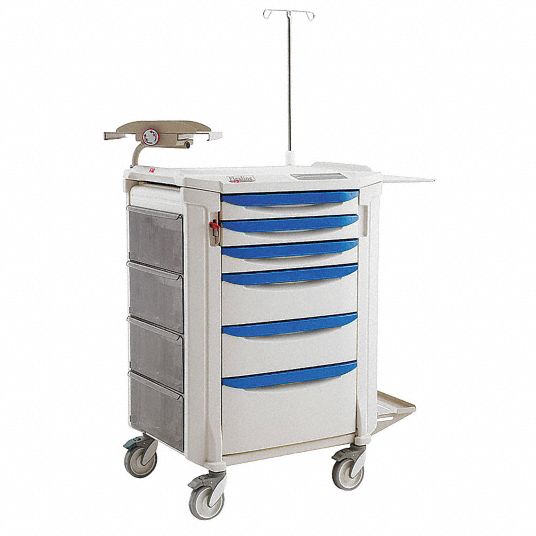 METRO, Polyethylene, (2) Swivel/(2) Swivel with Brake, Medical Procedure Cart 24X113FLCRP4