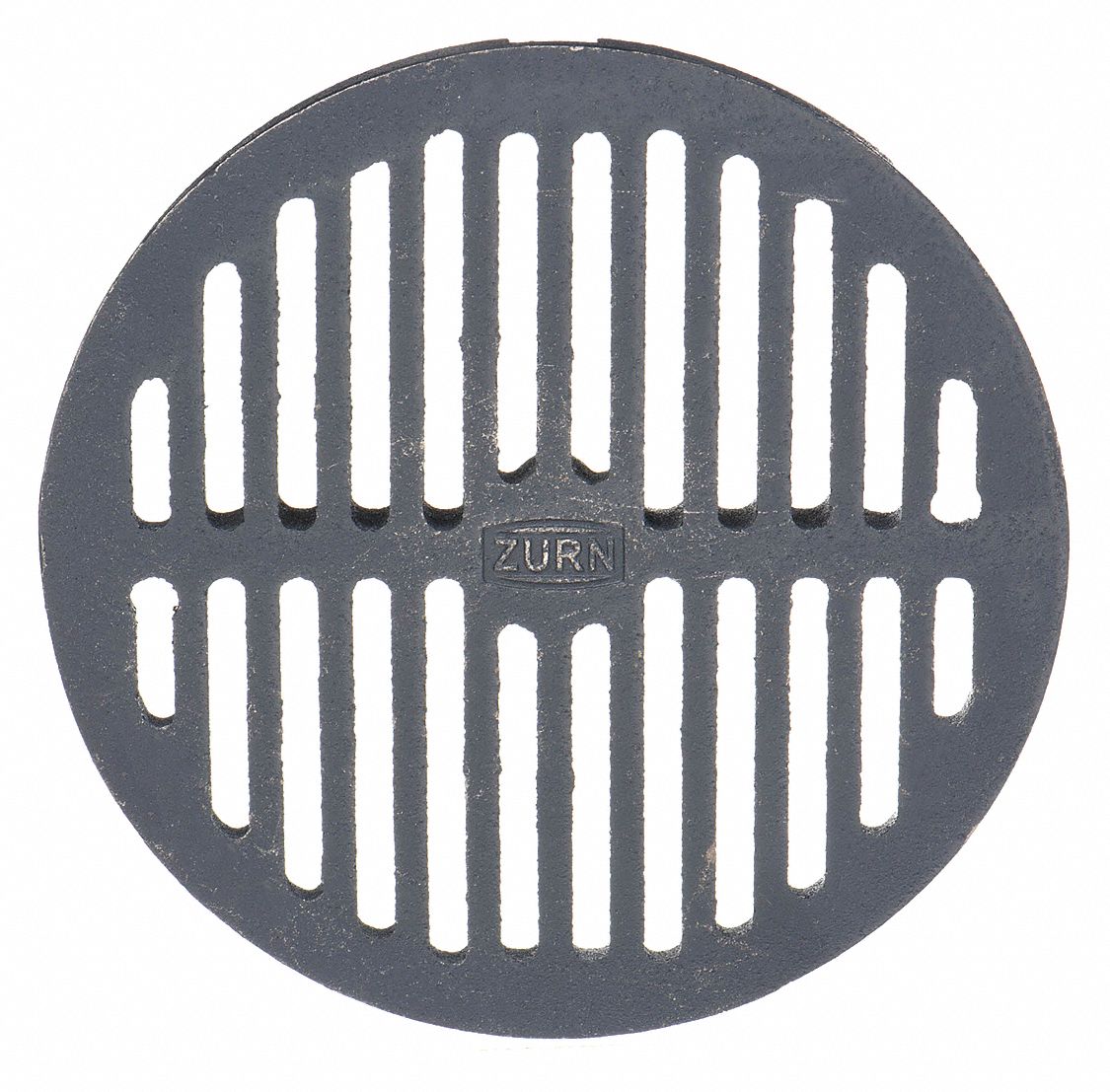 GRATE: ROUND, SLOTTED, 8 IN OVERALL DIA, 1¼ IN THICK, CAST IRON, GREY, DROP-IN