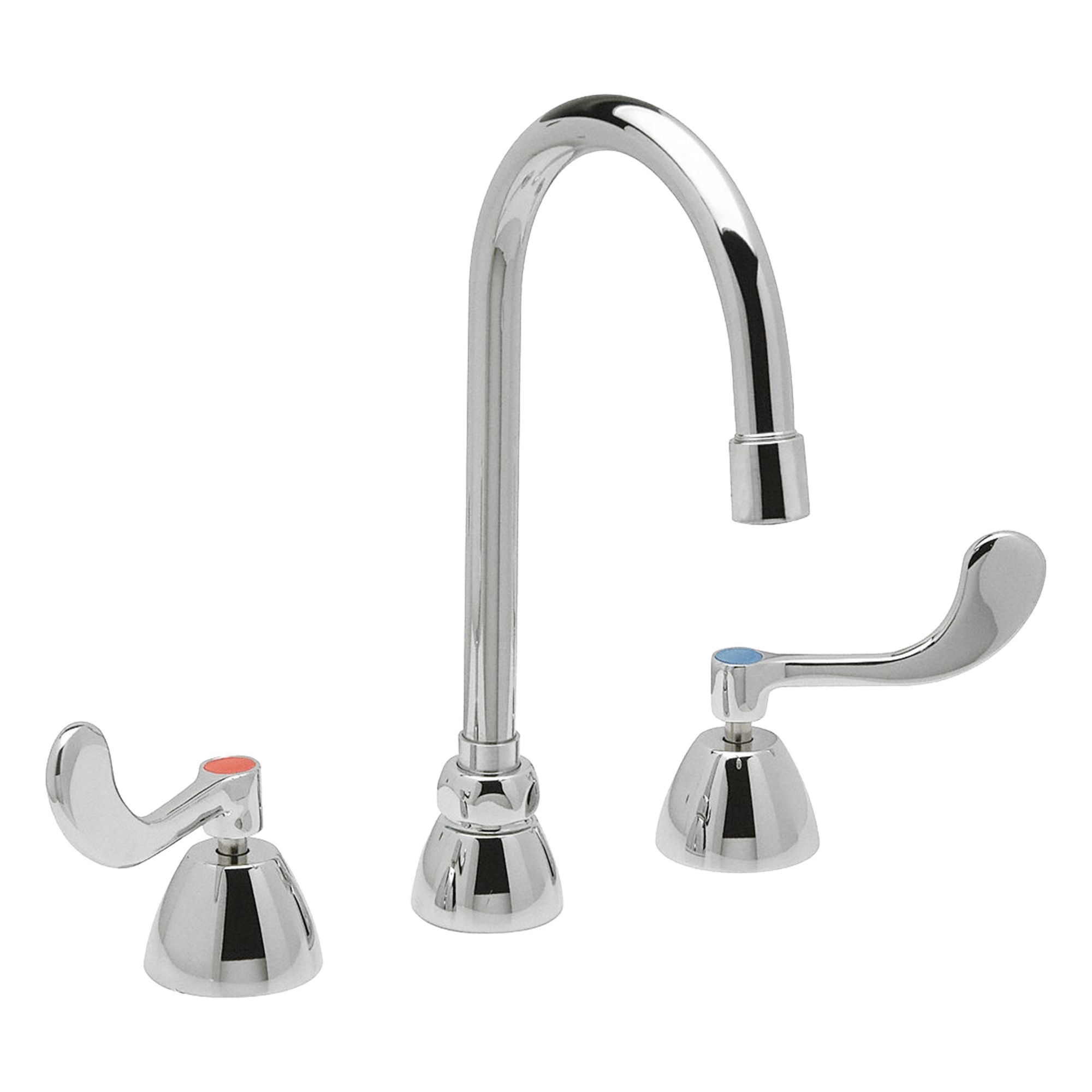 Gooseneck Kitchen/Bathroom Faucet: AquaSpec®, Brass, Widespread, Deck, 3 Mounting Holes, Chrome