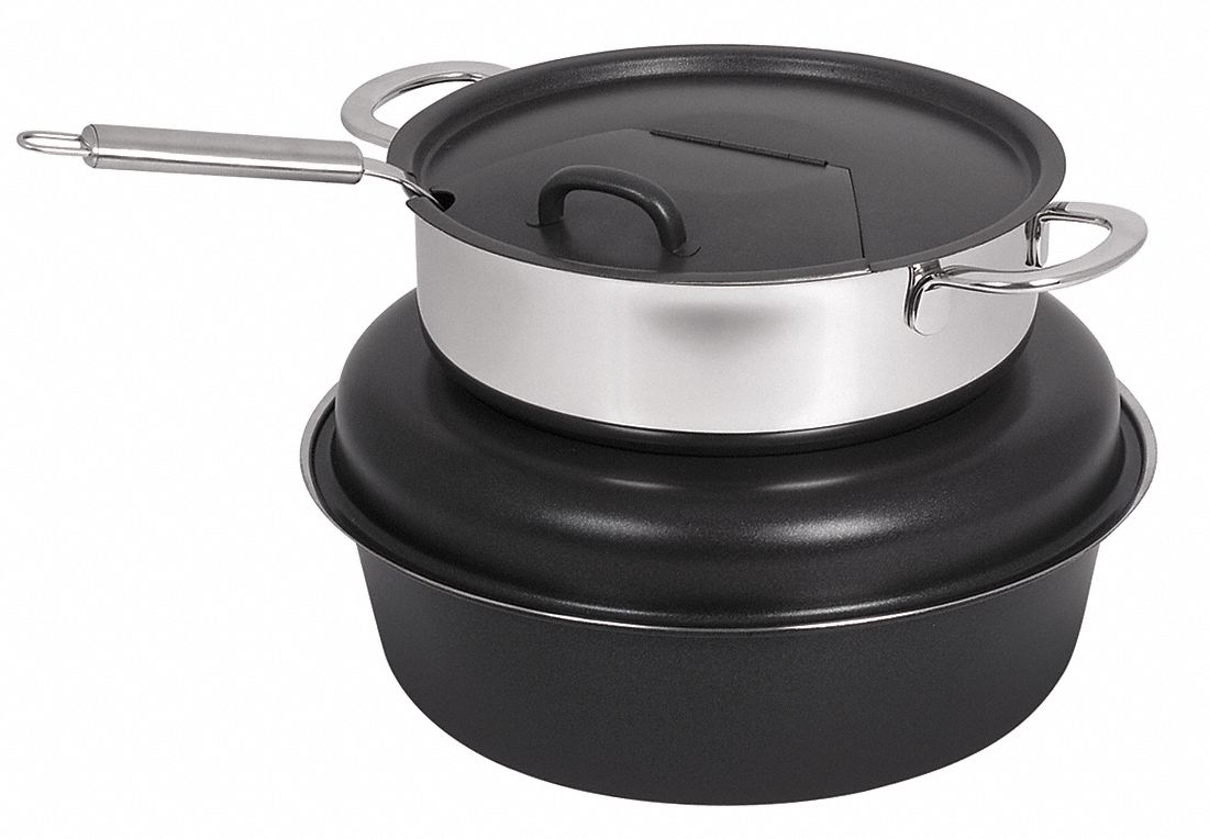 Soup Station: 6 qt Capacity, 11 7/8 in Overall Wd, 12 in Overall Ht, Hinged, Black/Silver