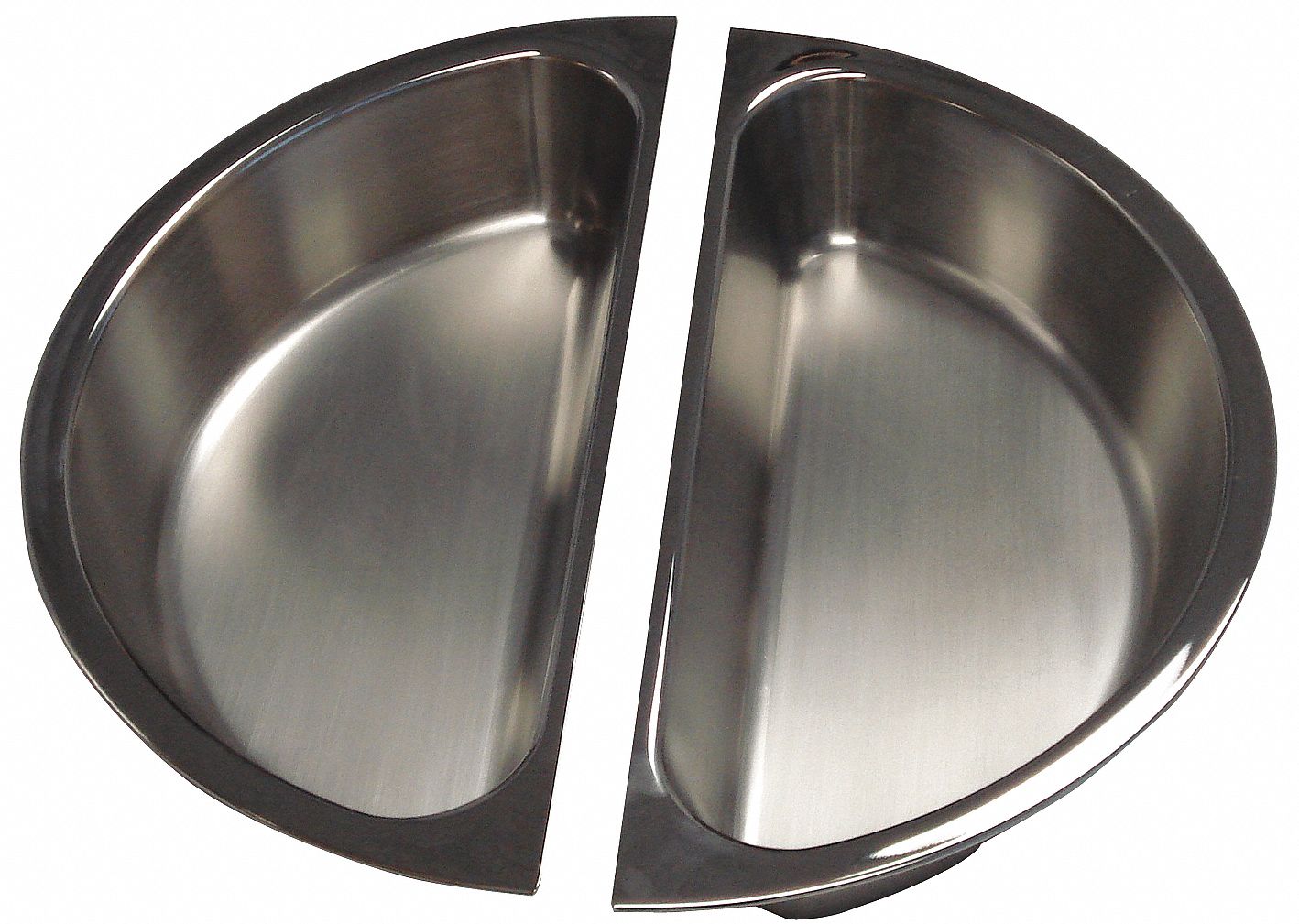 Food Pan: Half Size Round, Round, 1.8 ga Gauge, 3 qt Capacity, 13 3/4 in Overall Lg