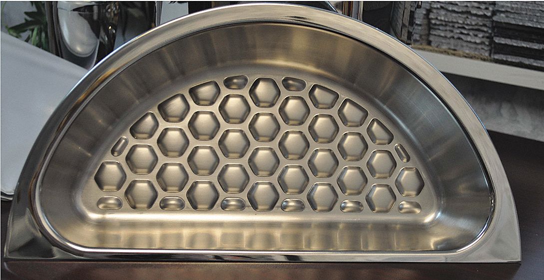 Food Pan: Half Size Round, Round, 2.25 ga_1.8 ga Gauge, 3 qt Capacity, 3 in Overall Dp