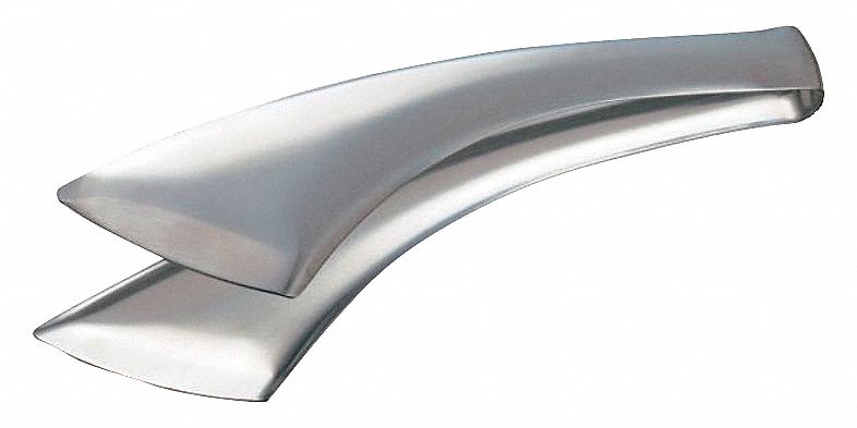 Flat Tongs: 8 1/2 in Overall Lg, Silver, Stainless Steel, Dishwasher Safe