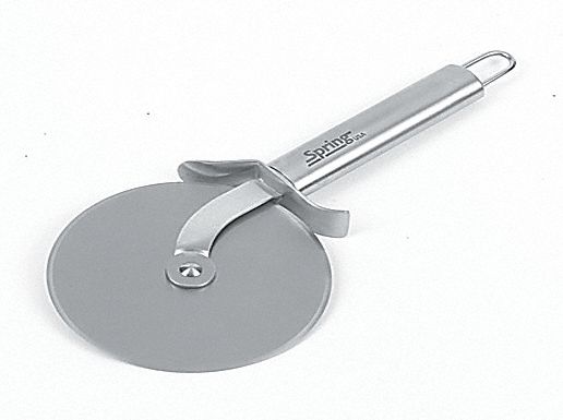 Pizza Cutter Wheel: 1 Handles, Stainless Steel, 4 in Blade Dia, Silver