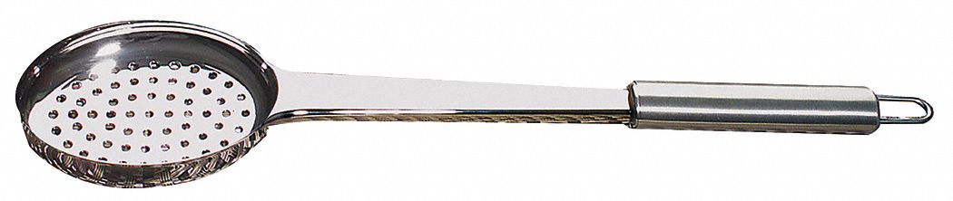 Portion Controller: 4 oz Capacity, Stainless Steel, Perforated, Silver, 13 in Overall Lg