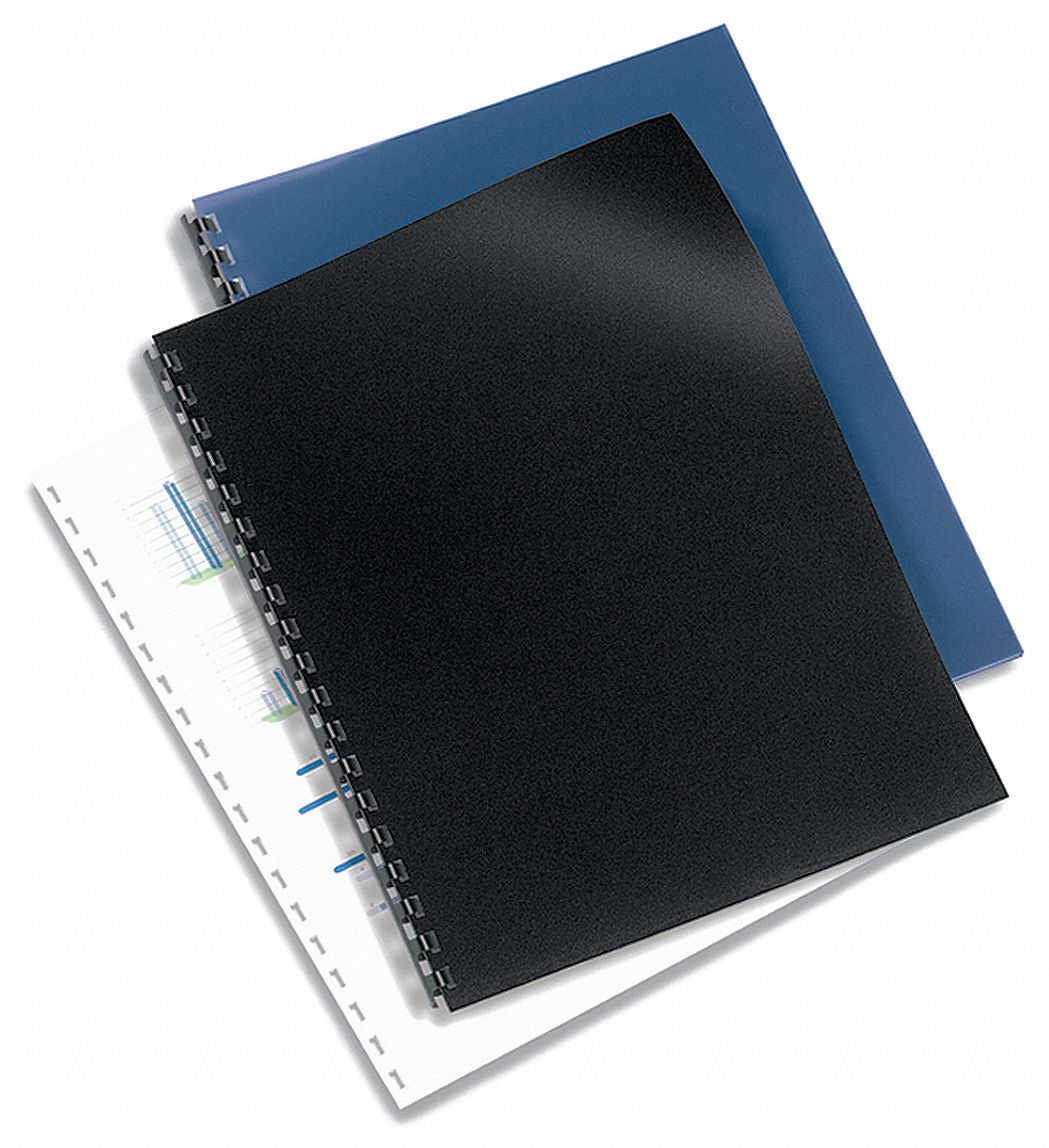 Presentation Covers: 11 in Ht, 8 1/2 in Wd, Polypropylene, Black, 50 PK