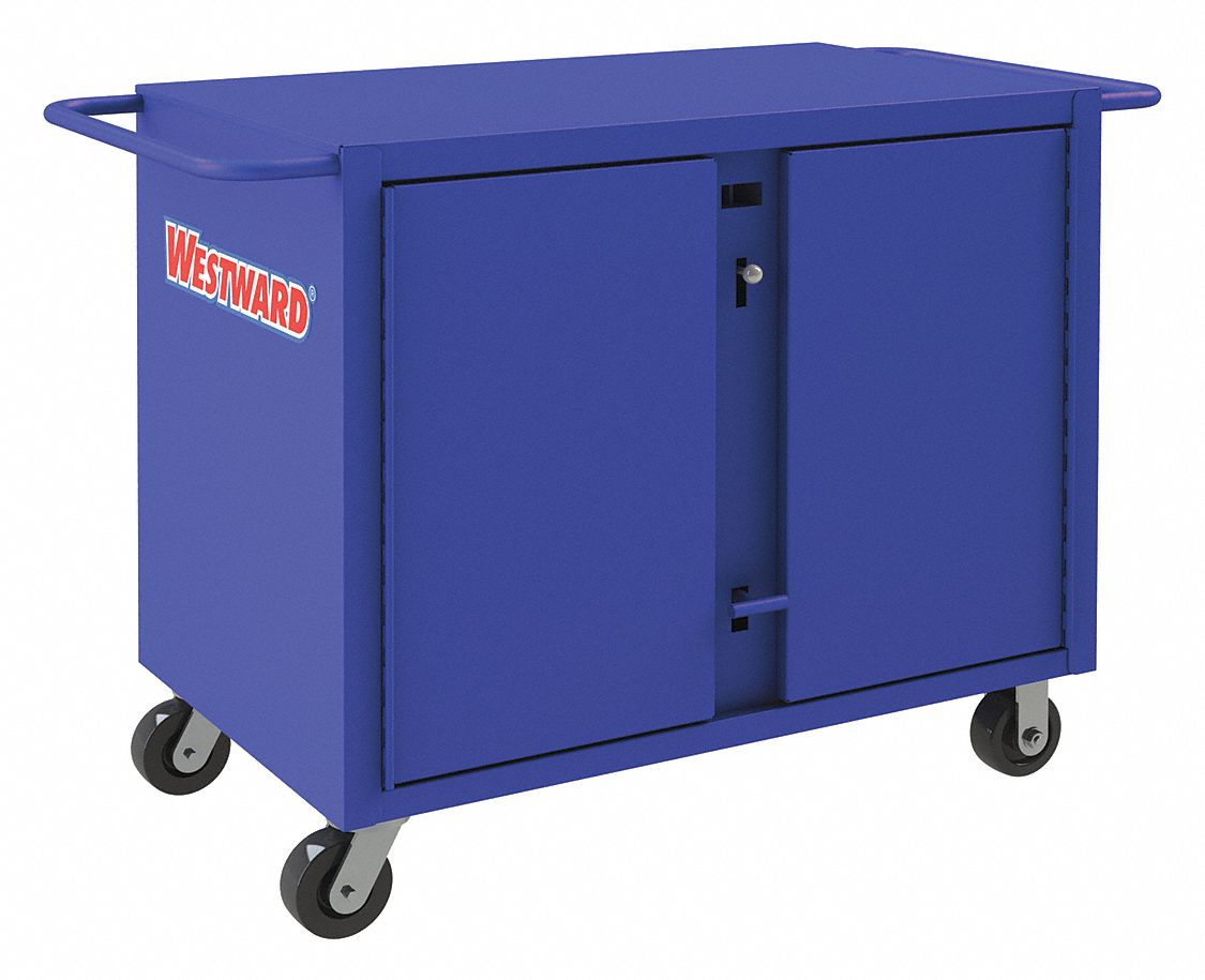 CABINET WORKBENCH, 43⅞ IN X 26⅞ IN, STEEL, 1,200 LB OVERALL LOAD CAPACITY, BLUE