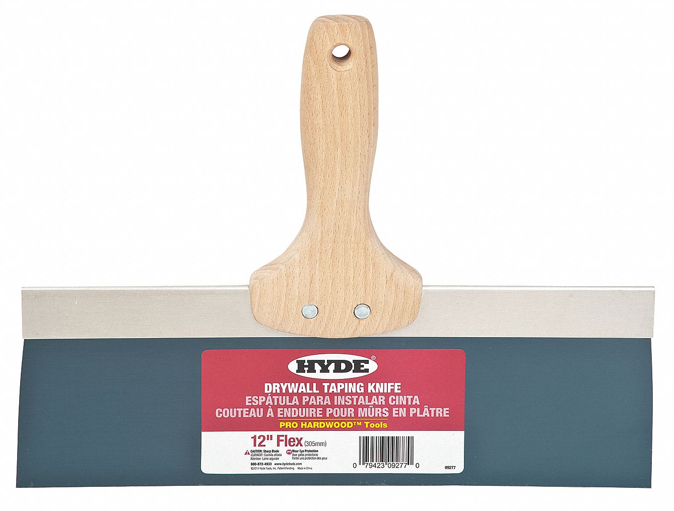 HYDE Flexible Taping Knife with 12 in Blue Steel Blade, Natural