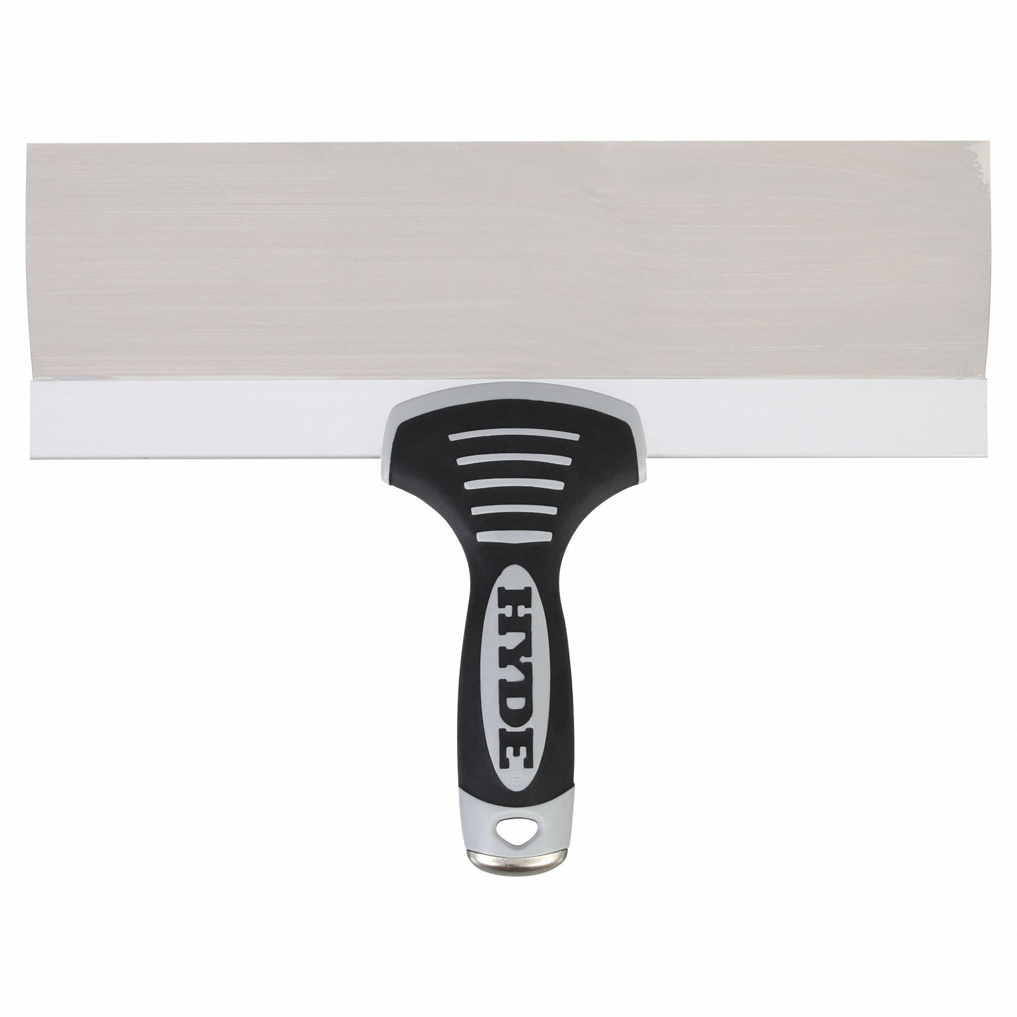 TAPING KNIFE, STAINLESS STEEL BLADE, PLASTIC HANDLE, STRAIGHT BLADE,12 IN