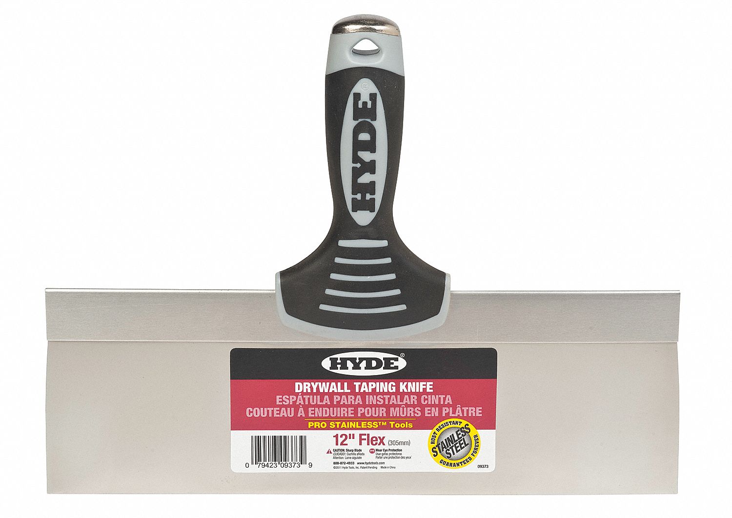 HYDE Flexible Taping Knife with 12 in Stainless Steel Blade, Black