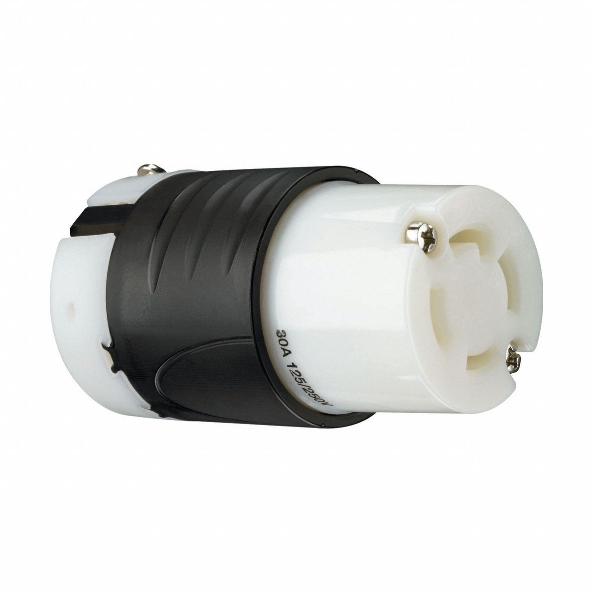 Locking Connector: L14-30R, 30 A, 125/250V AC, 2 Poles, Black/White, Screw Terminals