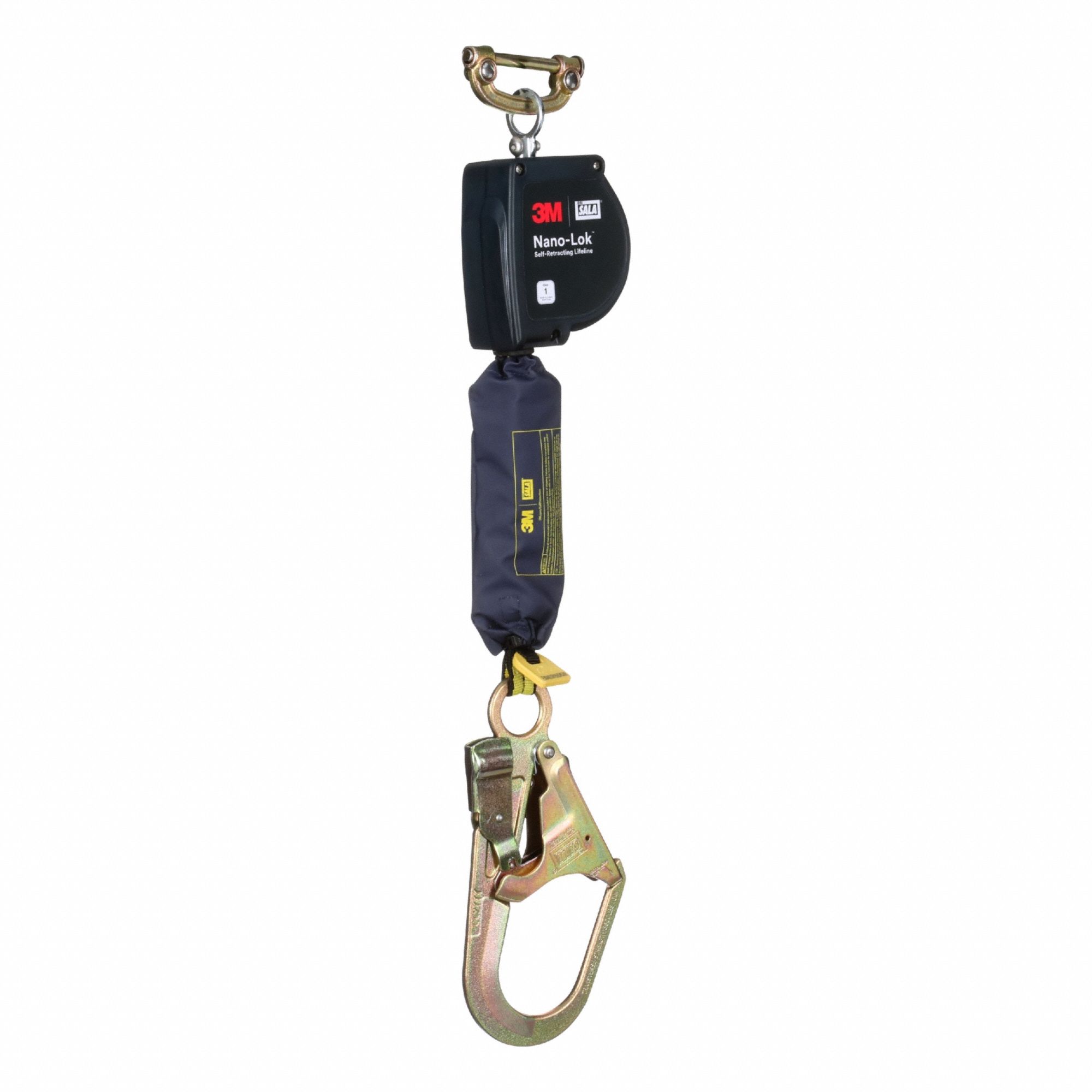 Self Retracting Lifeline: Steel Rebar Hook Anchor, Harness Steel Quick-Connect, Sealed