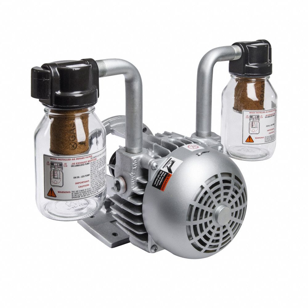 Vacuum Pump: 1.5 hp, 17 cfm_21 cfm, 28 in Hg Max Vacuum, 1, 725 RPM Max Speed